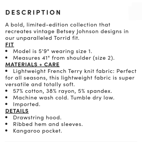 TORRID + BETSEY JOHNSON Lightweight Hoodie Mini Dress w/ XO Arrow Mineral Wash! - Picture 6 of 10